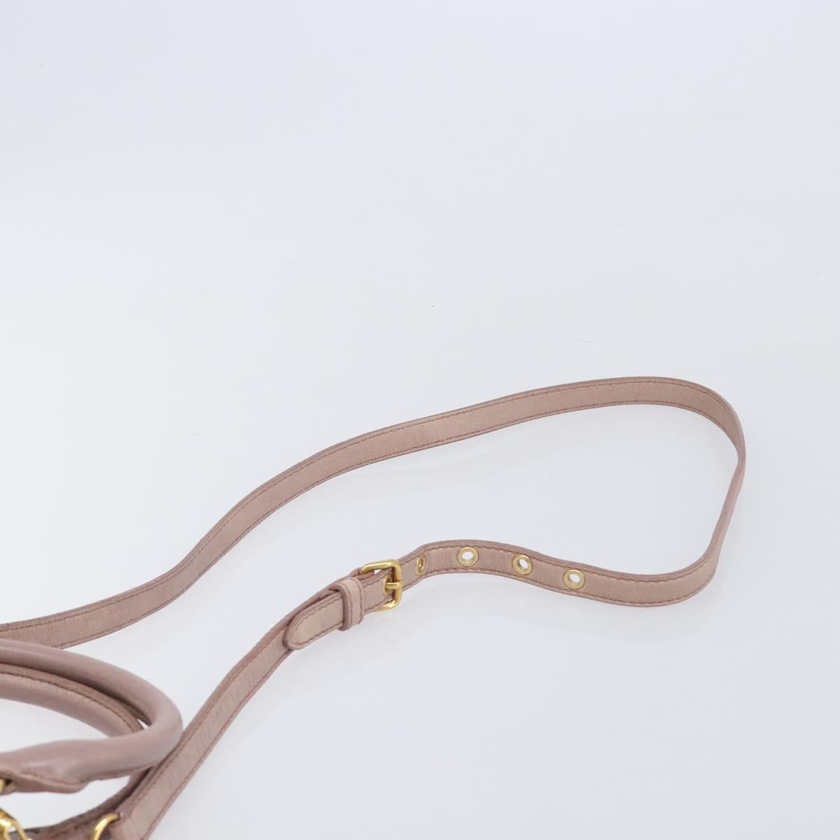 Miu Miu Hand Bag Leather 2way Pink Gold Auth 167851A