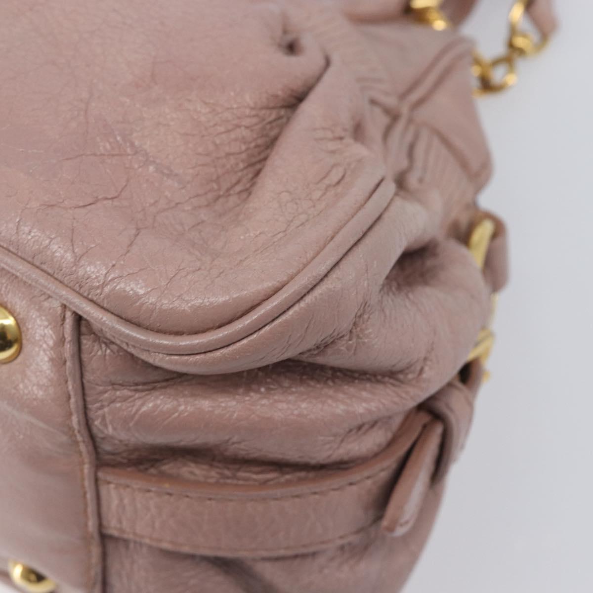 Miu Miu Hand Bag Leather 2way Pink Gold Auth 167851A