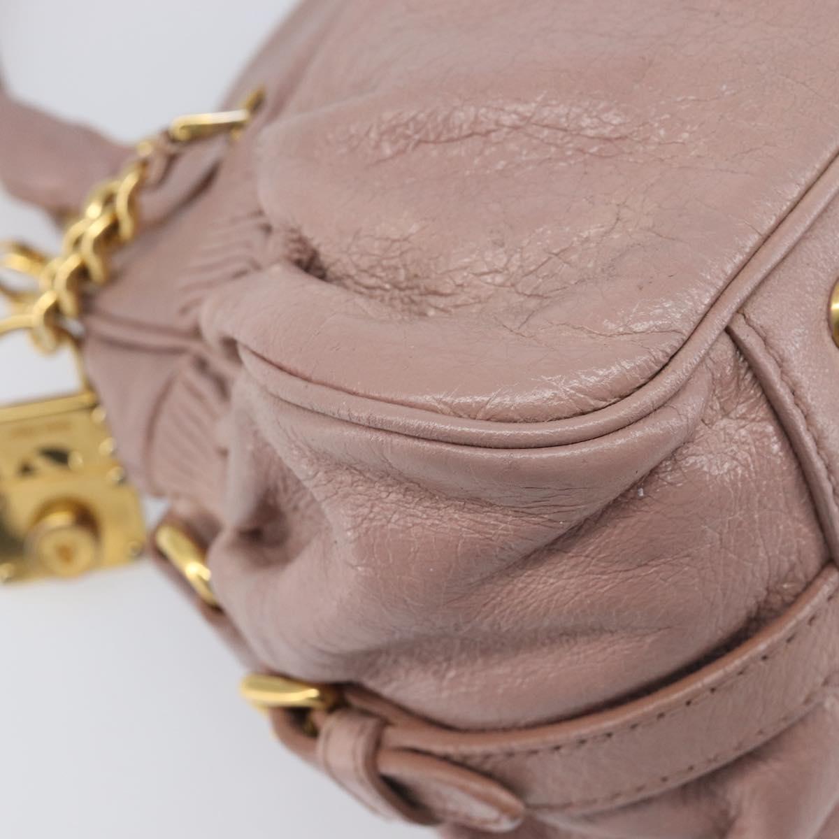 Miu Miu Hand Bag Leather 2way Pink Gold Auth 167851A