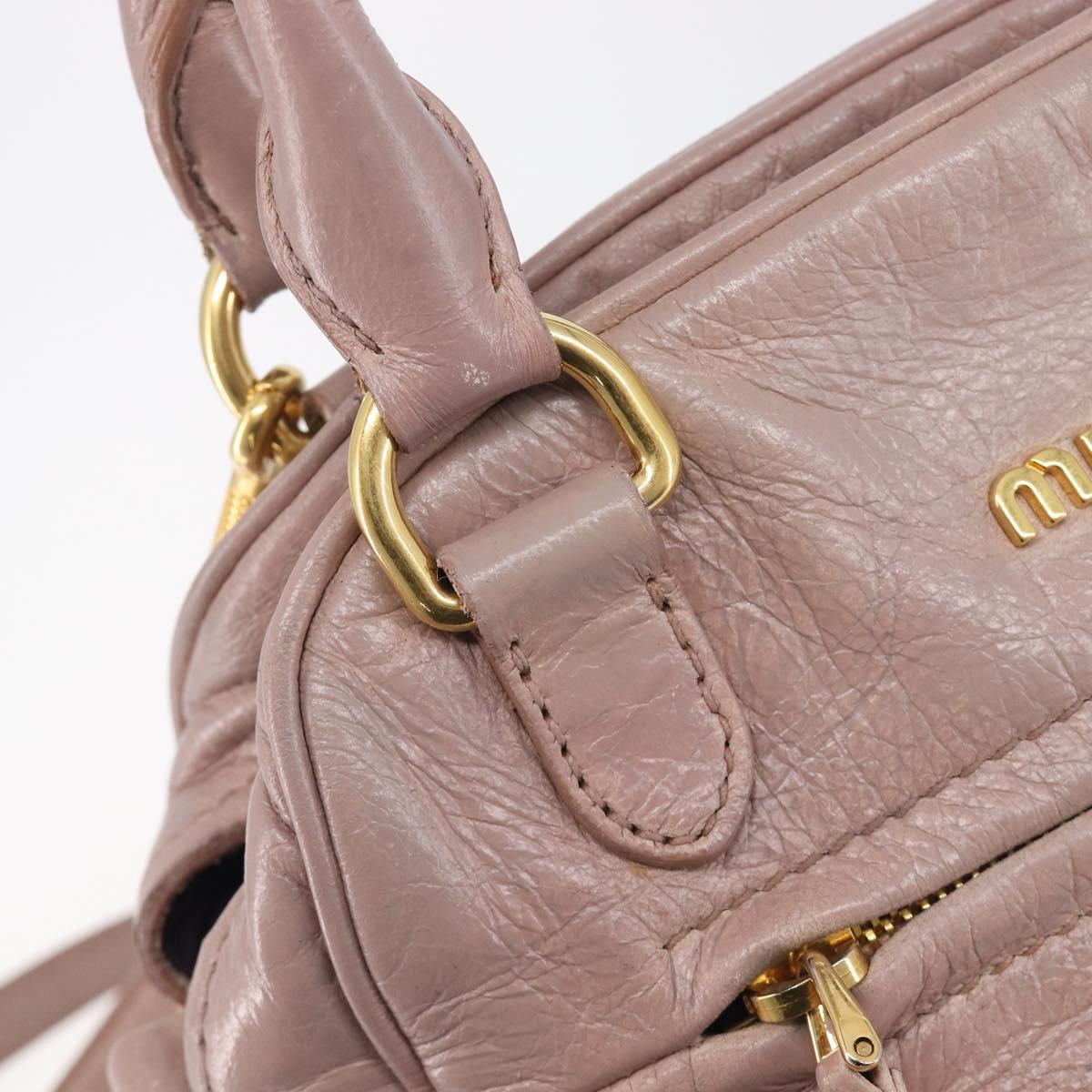 Miu Miu Hand Bag Leather 2way Pink Gold Auth 167851A