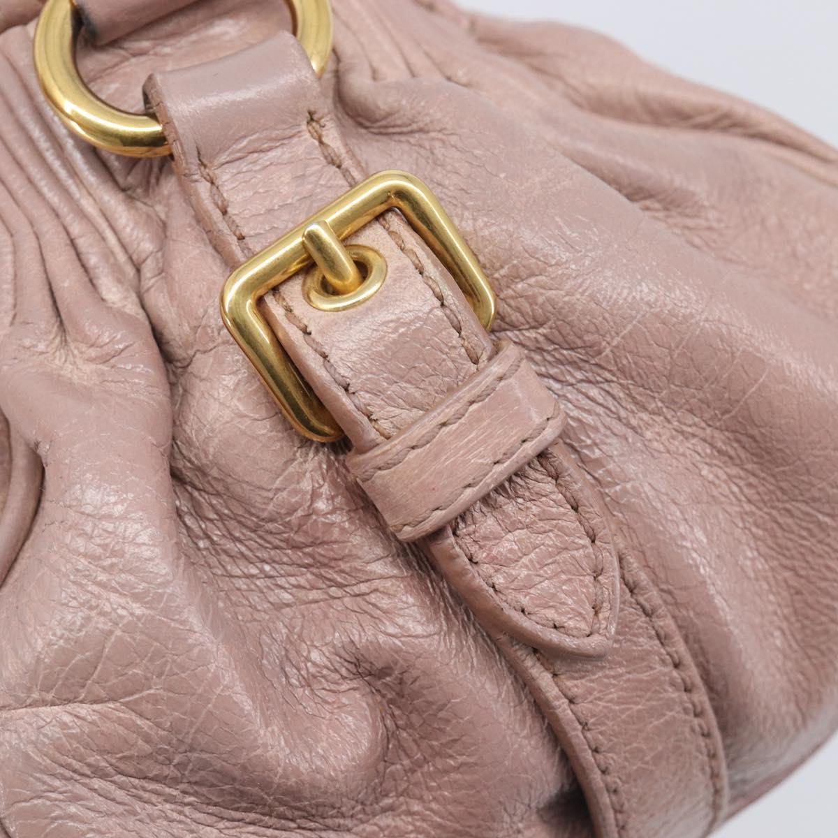 Miu Miu Hand Bag Leather 2way Pink Gold Auth 167851A