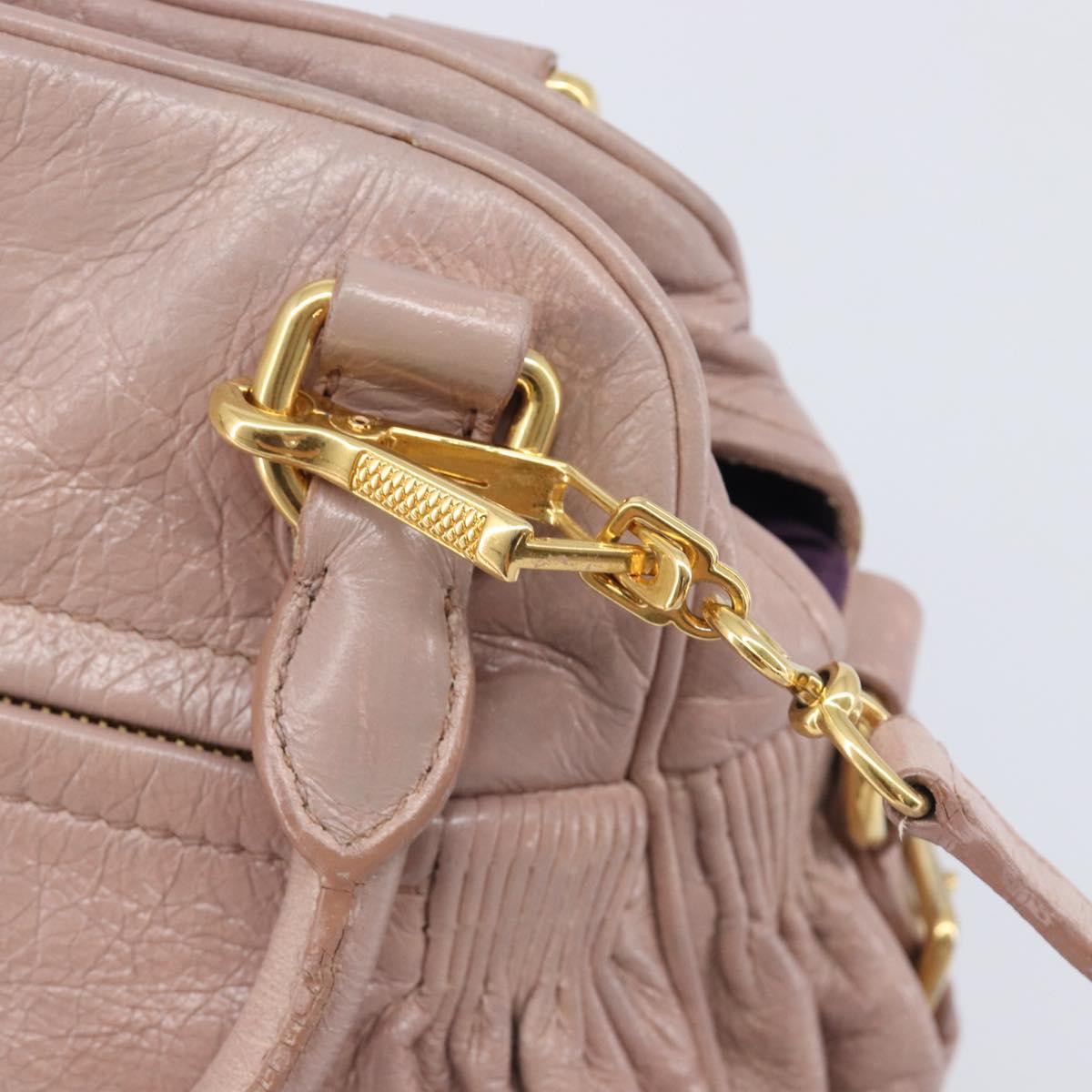 Miu Miu Hand Bag Leather 2way Pink Gold Auth 167851A