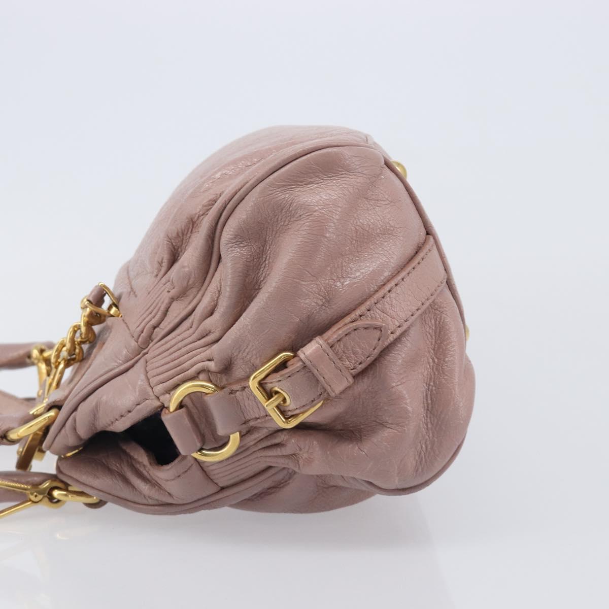Miu Miu Hand Bag Leather 2way Pink Gold Auth 167851A