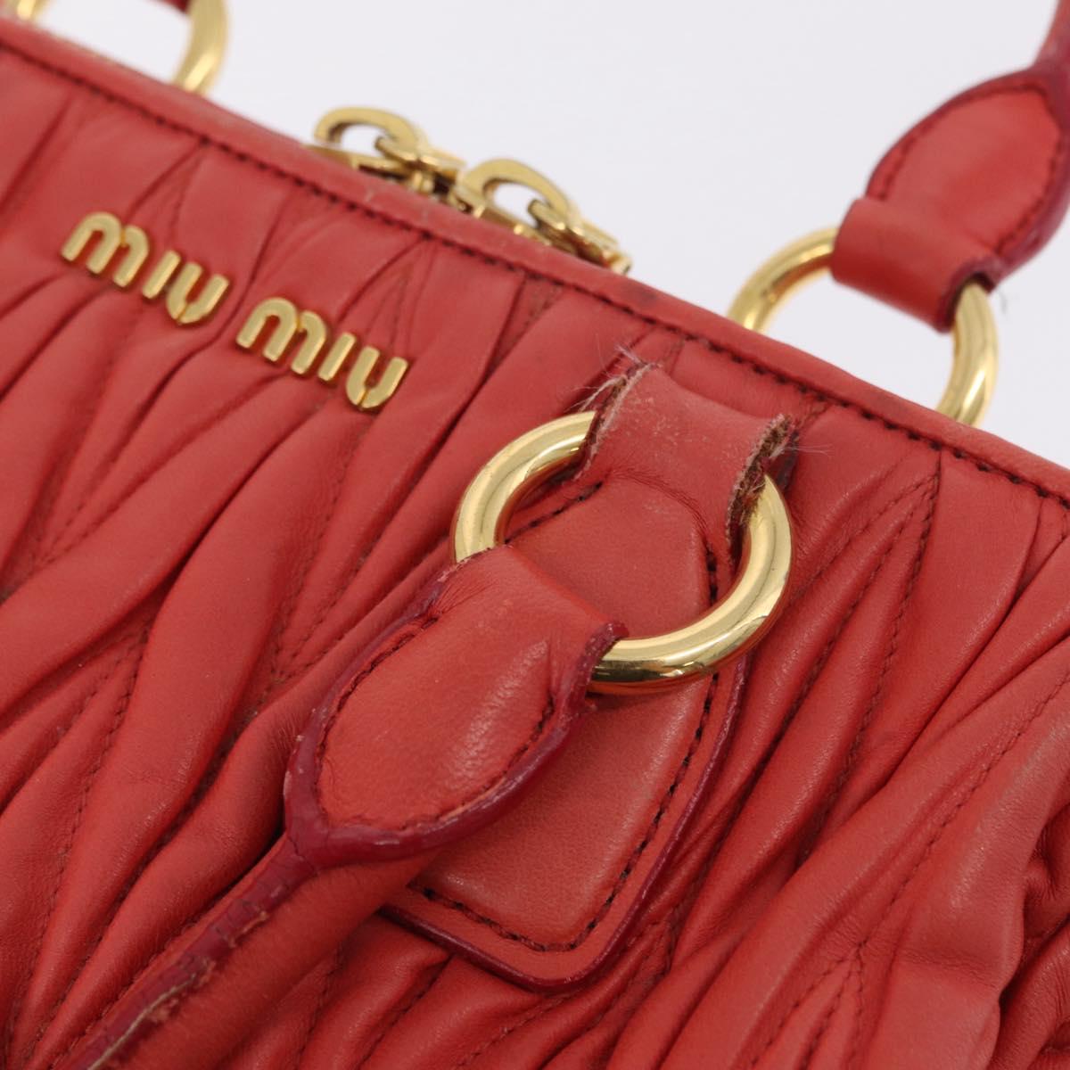 Miu Miu Matelasse Hand Bag Leather 2way Orange Gold Auth 167852V