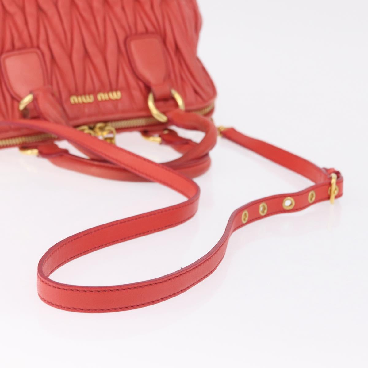 Miu Miu Matelasse Hand Bag Leather 2way Orange Gold Auth 167852V