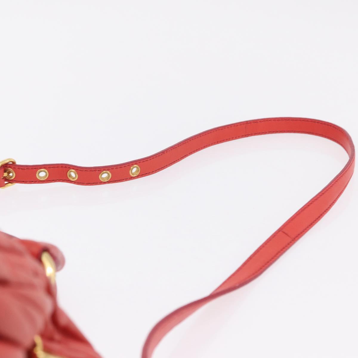 Miu Miu Matelasse Hand Bag Leather 2way Orange Gold Auth 167852V