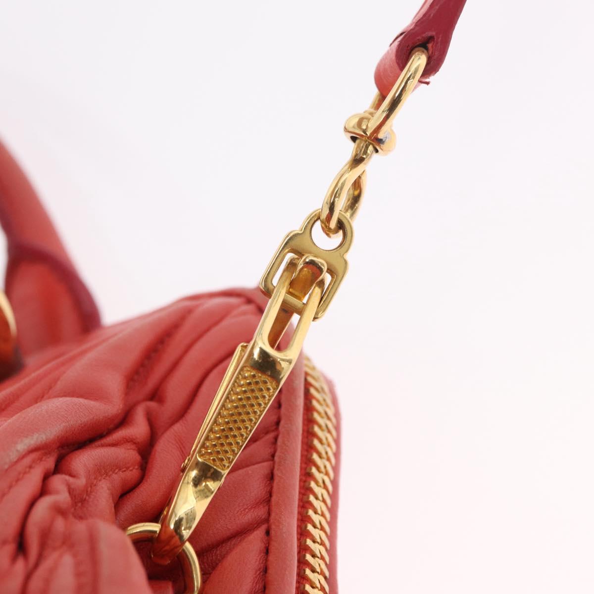 Miu Miu Matelasse Hand Bag Leather 2way Orange Gold Auth 167852V