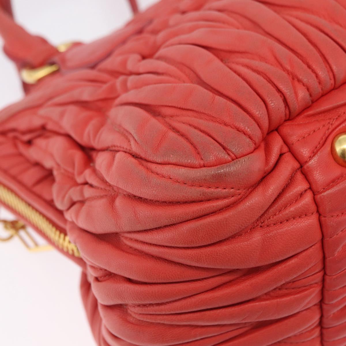 Miu Miu Matelasse Hand Bag Leather 2way Orange Gold Auth 167852V