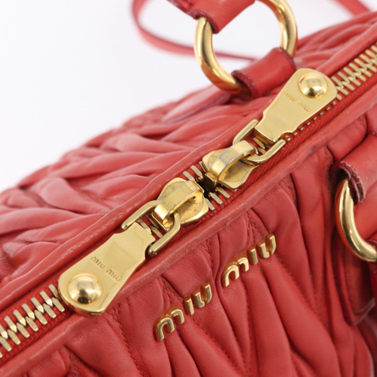 Miu Miu Matelasse Hand Bag Leather 2way Orange Gold Auth 167852V