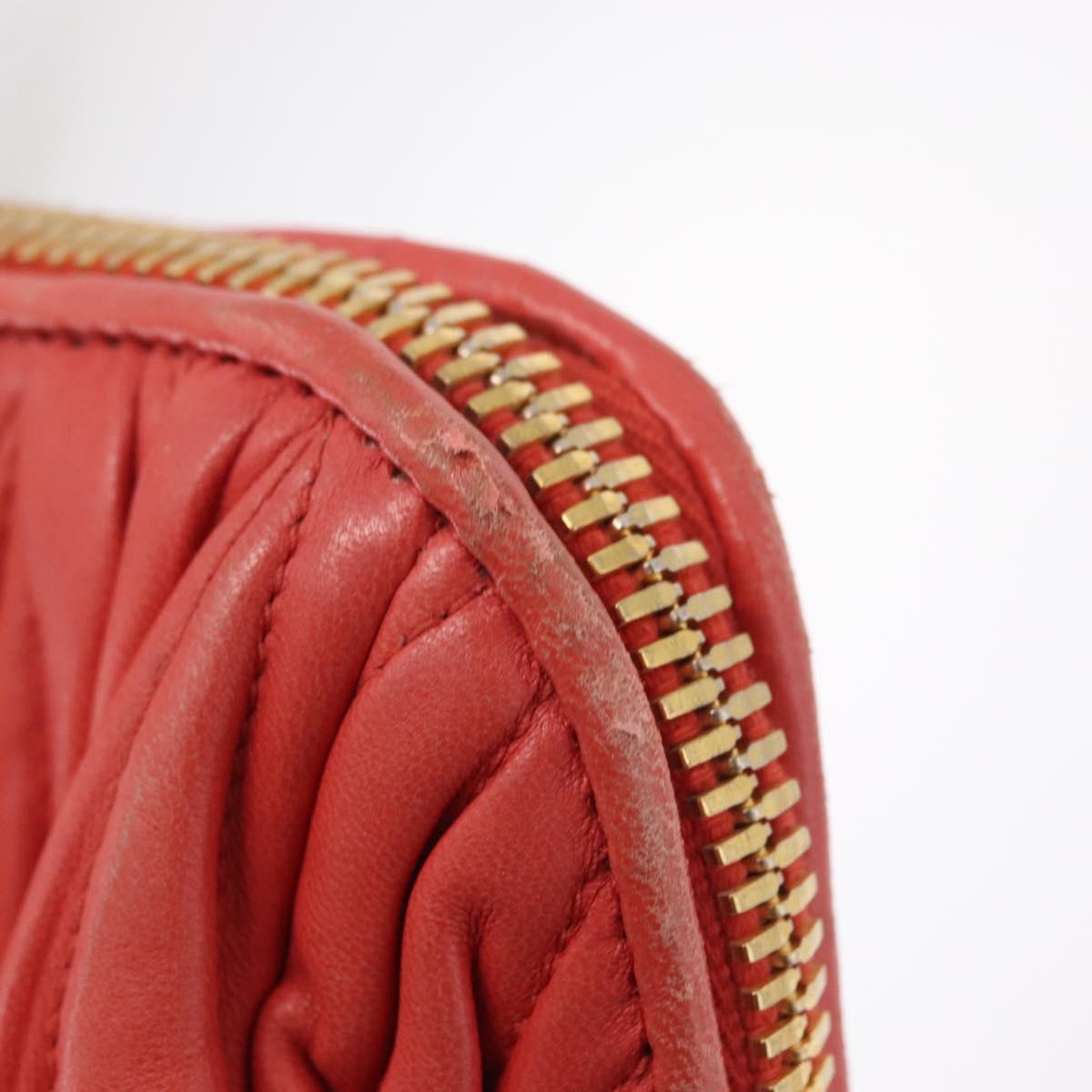 Miu Miu Matelasse Hand Bag Leather 2way Orange Gold Auth 167852V