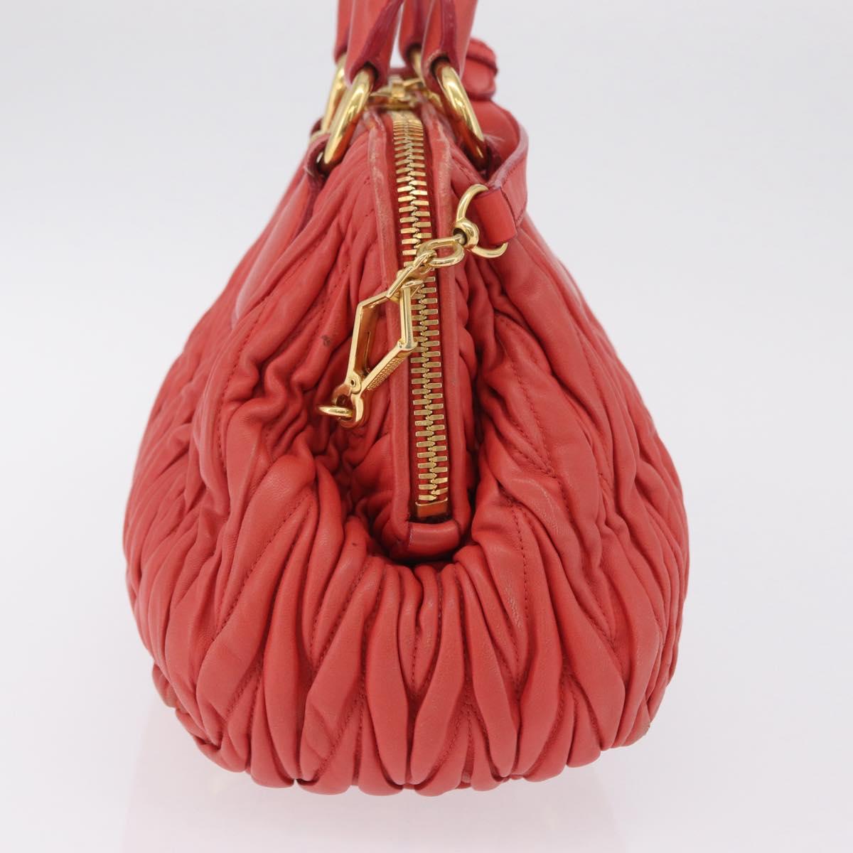 Miu Miu Matelasse Hand Bag Leather 2way Orange Gold Auth 167852V