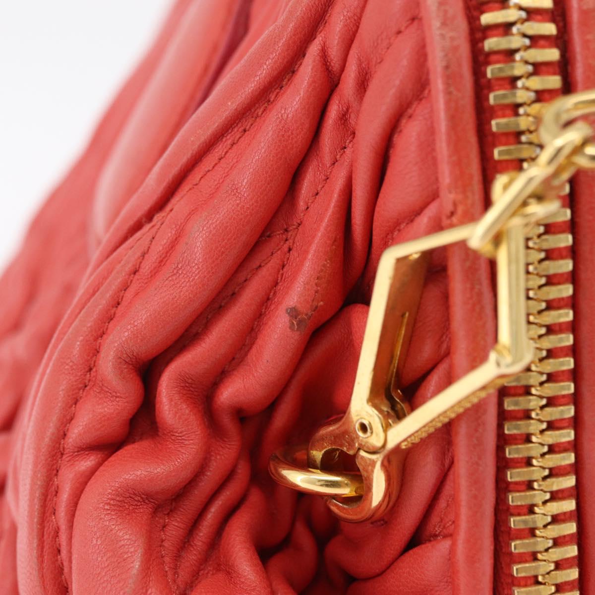 Miu Miu Matelasse Hand Bag Leather 2way Orange Gold Auth 167852V