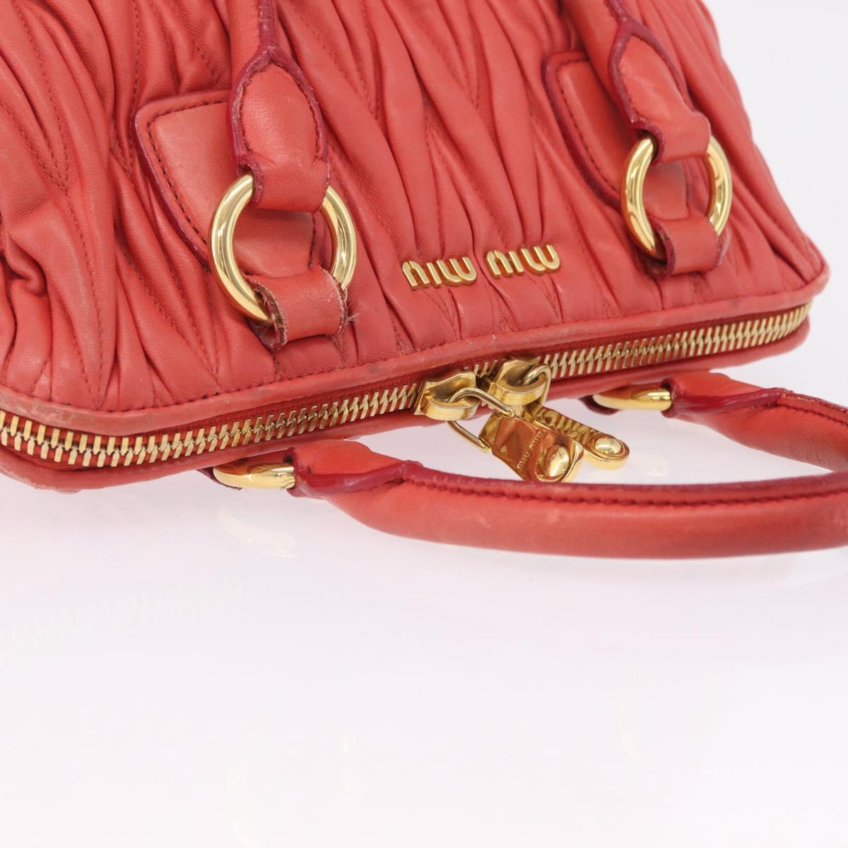 Miu Miu Matelasse Hand Bag Leather 2way Orange Gold Auth 167852V
