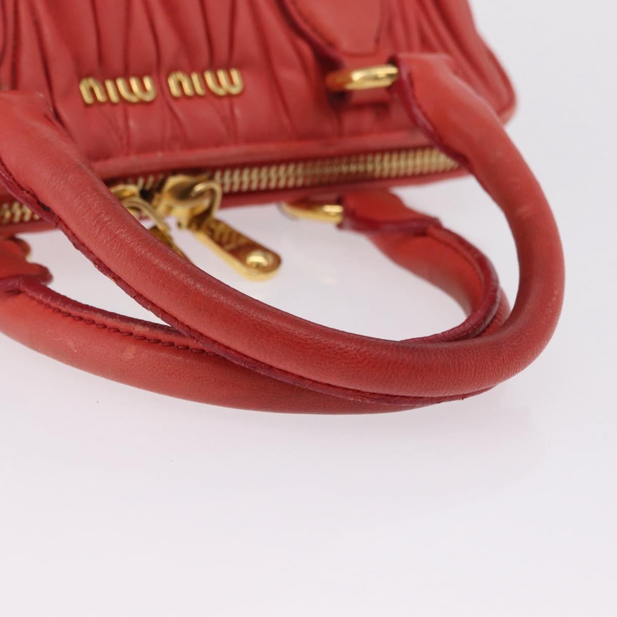 Miu Miu Matelasse Hand Bag Leather 2way Orange Gold Auth 167852V