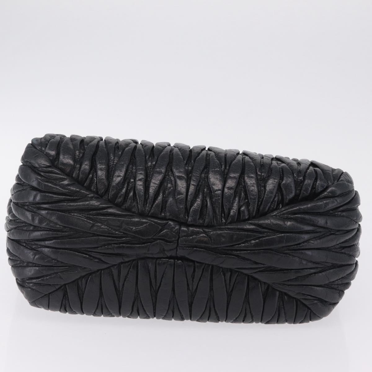 Miu Miu Matelasse Hand Bag Leather Black Gold Auth 167855A