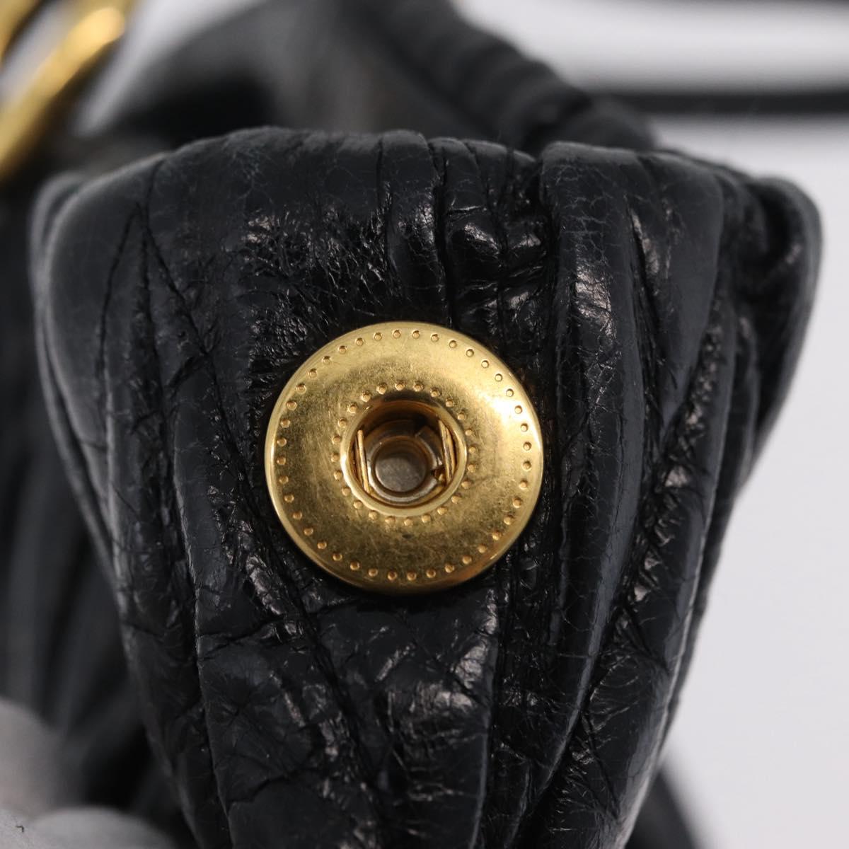 Miu Miu Matelasse Hand Bag Leather Black Gold Auth 167855A