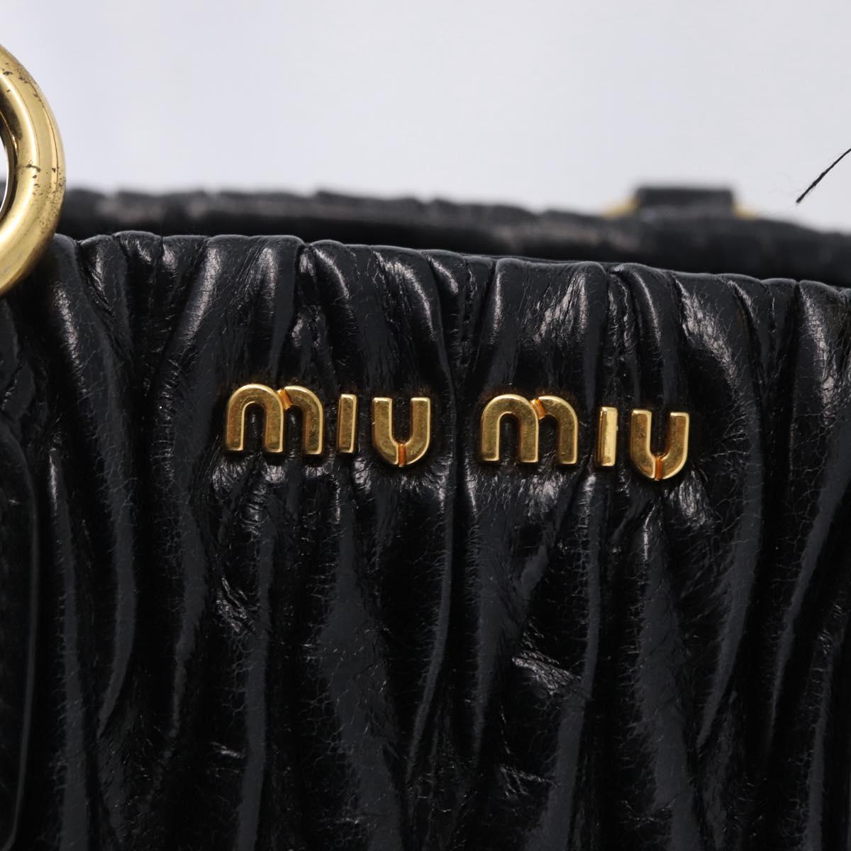 Miu Miu Matelasse Hand Bag Leather Black Gold Auth 167855A