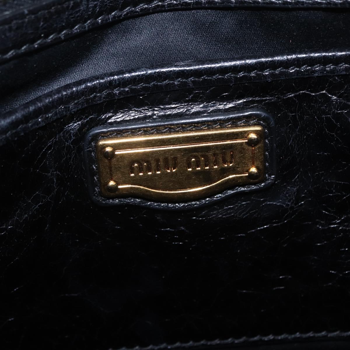 Miu Miu Matelasse Hand Bag Leather Black Gold Auth 167855A
