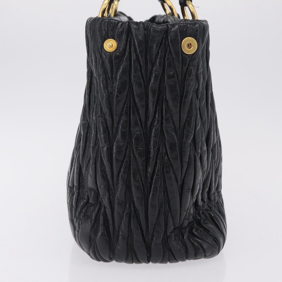Miu Miu Matelasse Hand Bag Leather Black Gold Auth 167855A