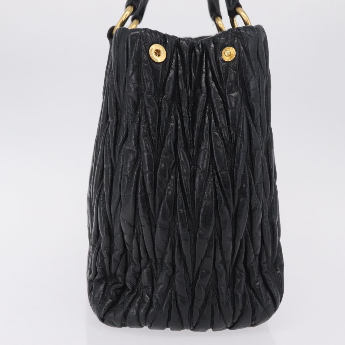 Miu Miu Matelasse Hand Bag Leather Black Gold Auth 167855A