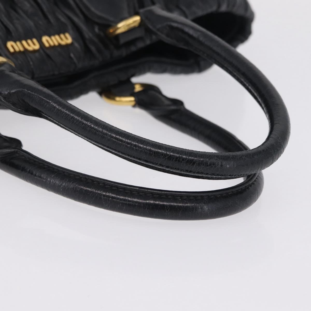 Miu Miu Matelasse Hand Bag Leather Black Gold Auth 167855A