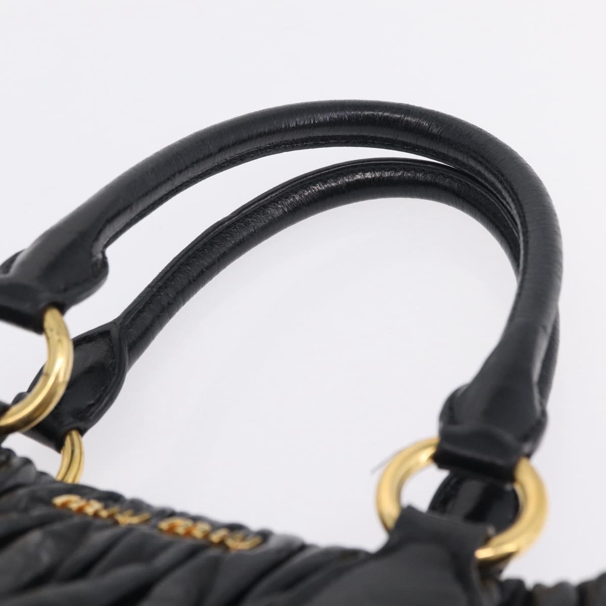 Miu Miu Matelasse Hand Bag Leather Black Gold Auth 167855A