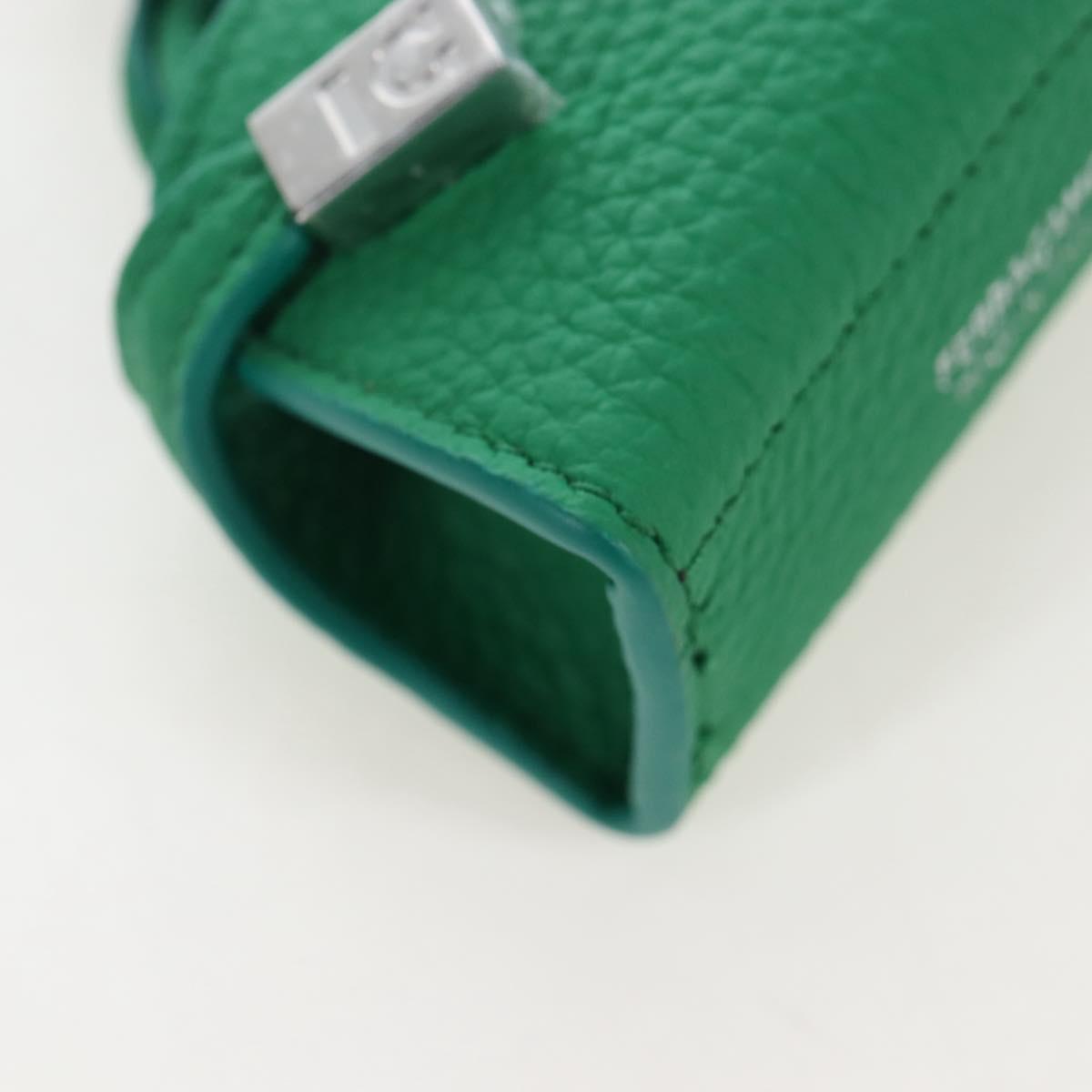Salvatore Ferragamo Gancini Bag Charm Leather Green Silver Auth 167856M