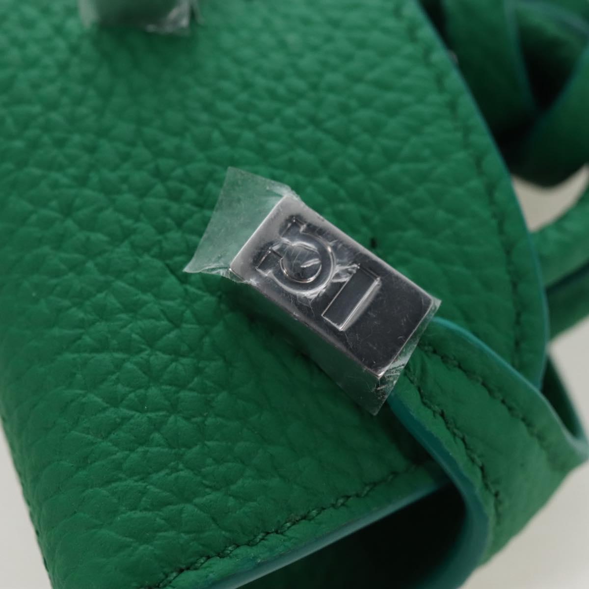 Salvatore Ferragamo Gancini Bag Charm Leather Green Silver Auth 167856M