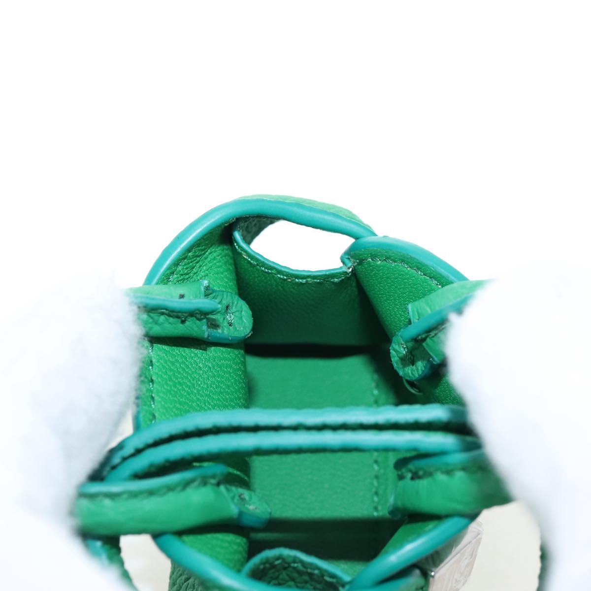 Salvatore Ferragamo Gancini Bag Charm Leather Green Silver Auth 167856M
