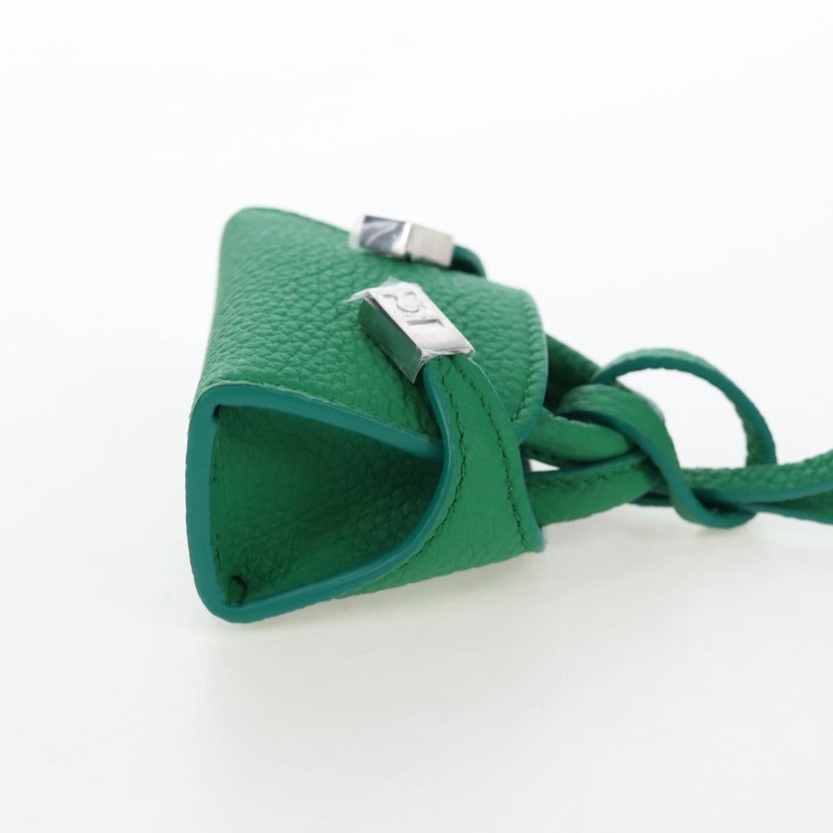 Salvatore Ferragamo Gancini Bag Charm Leather Green Silver Auth 167856M