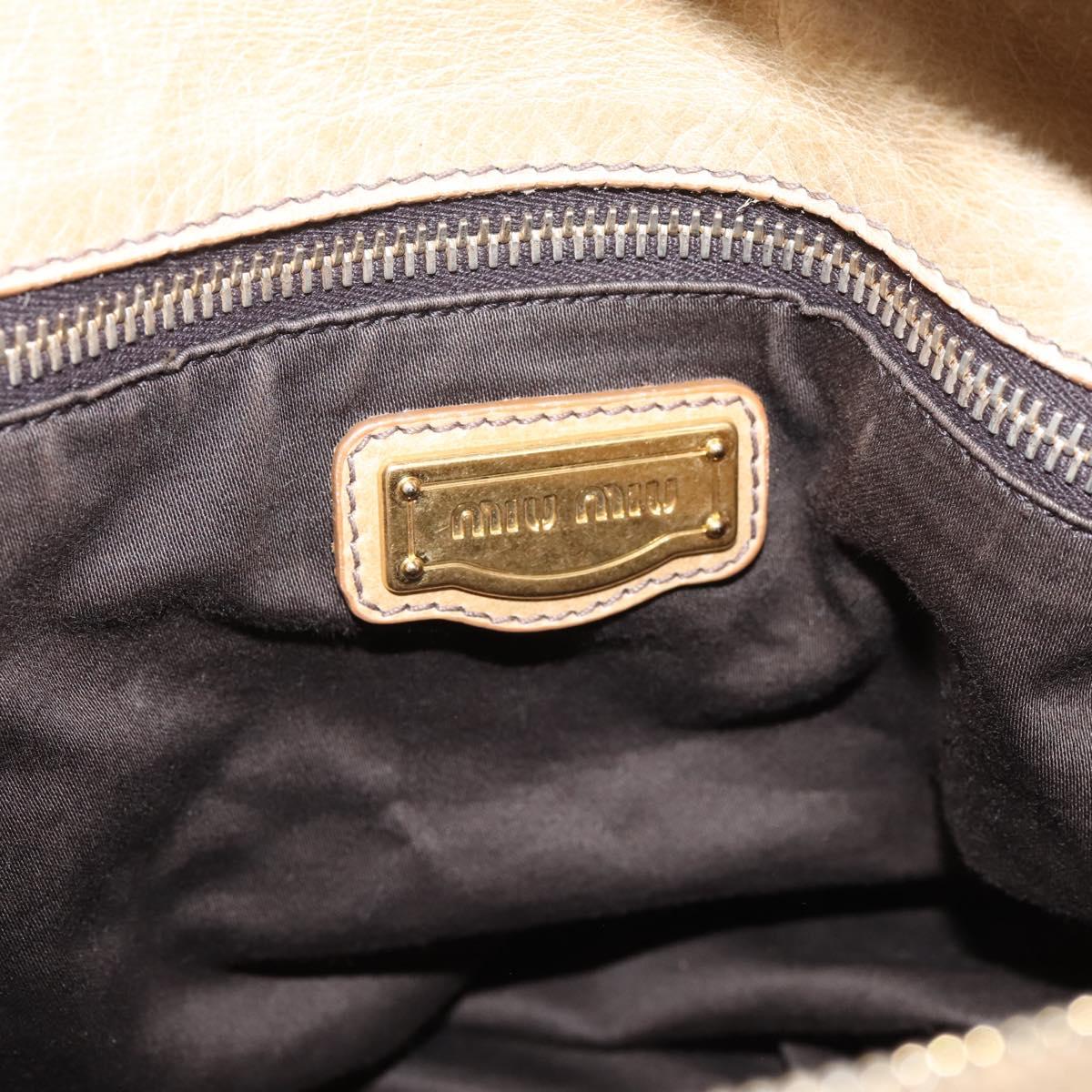 Miu Miu Hand Bag Leather 2way Beige Gold Auth 167861M
