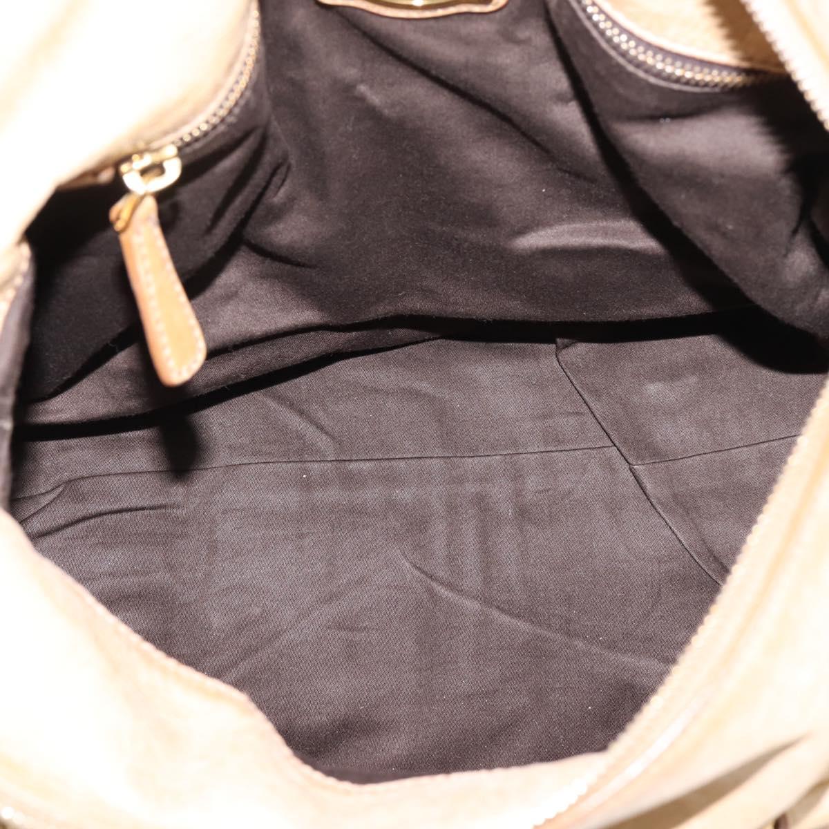 Miu Miu Hand Bag Leather 2way Beige Gold Auth 167861M