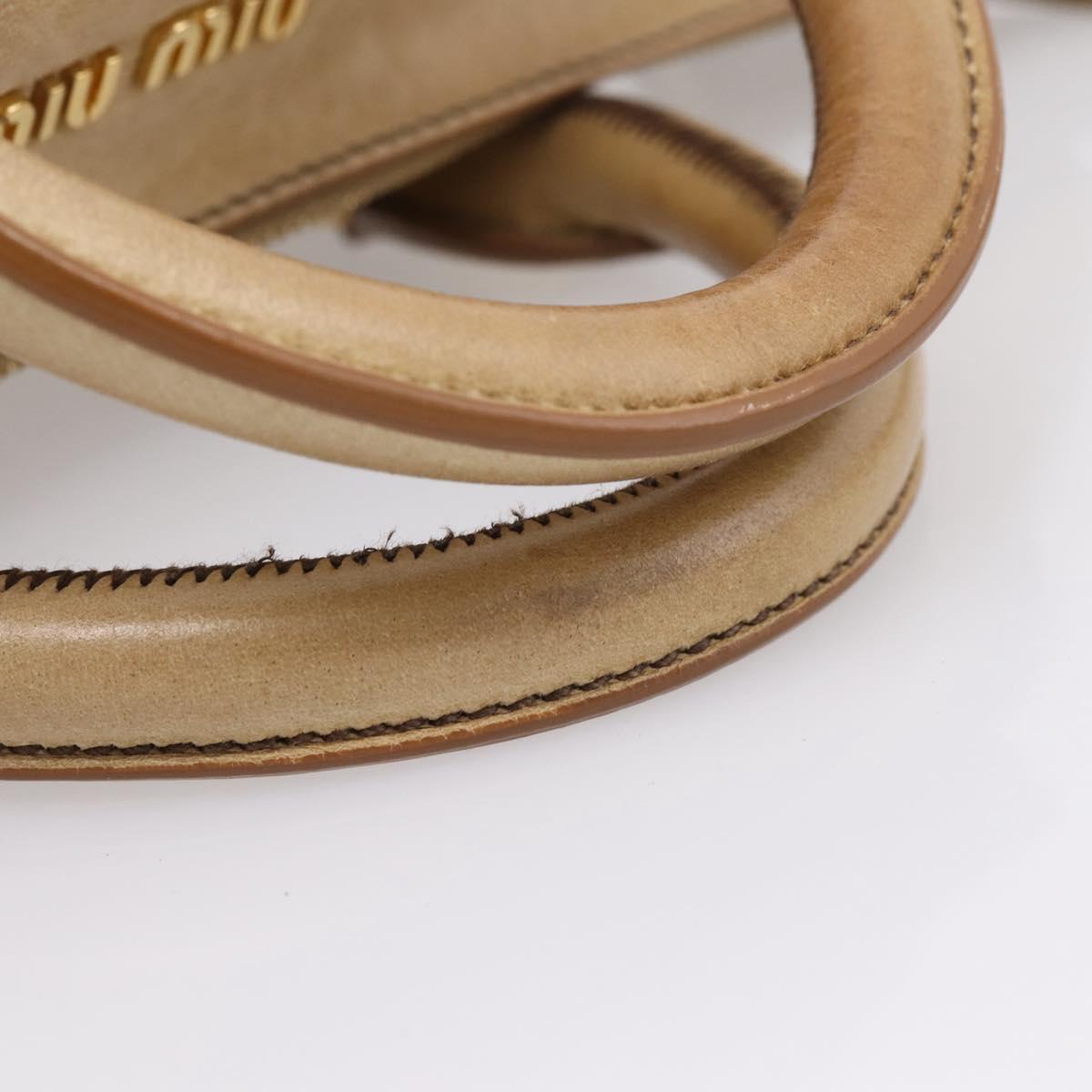 Miu Miu Hand Bag Leather 2way Beige Gold Auth 167861M