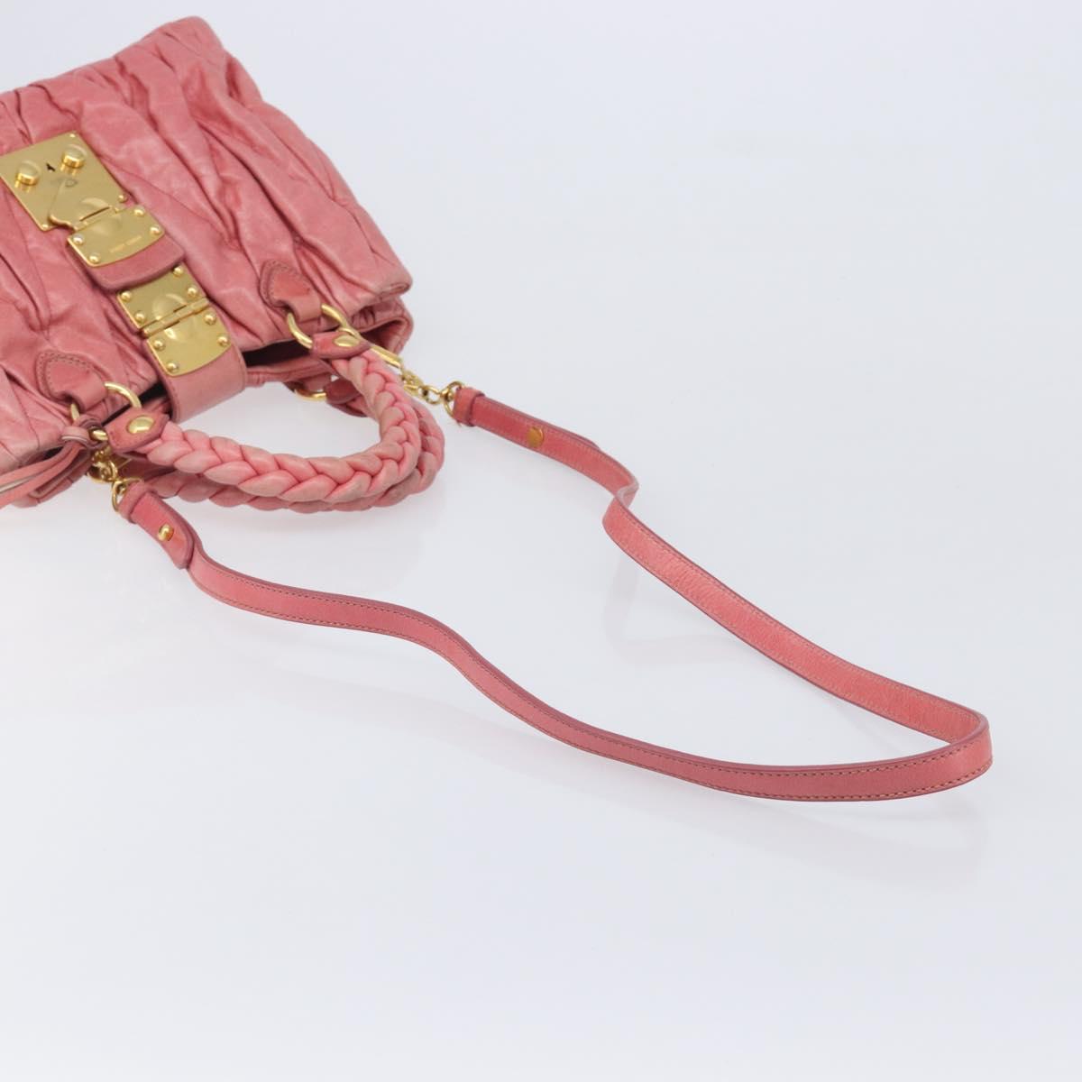 Miu Miu Matelasse Hand Bag Leather 2way Pink Gold Auth 167863A