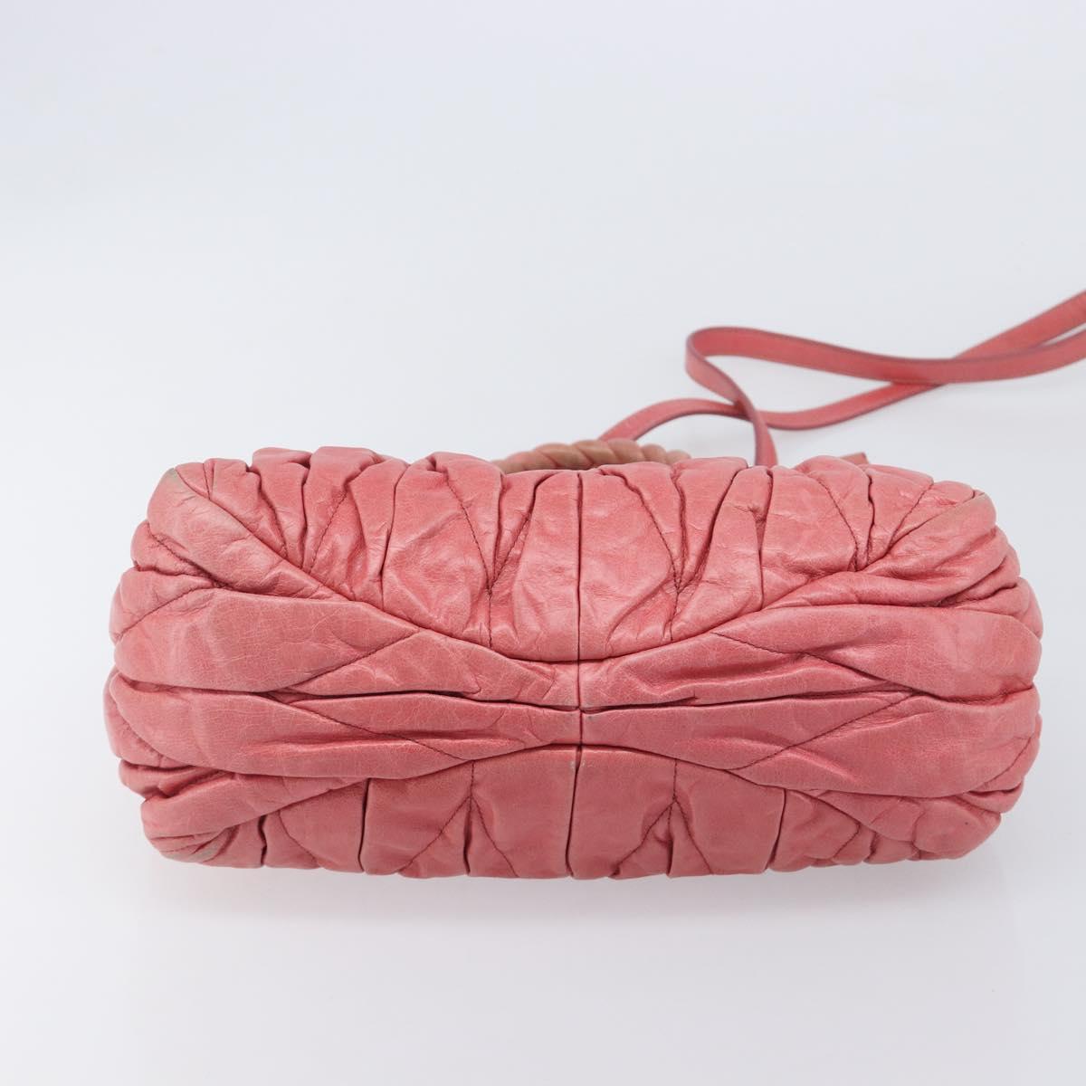 Miu Miu Matelasse Hand Bag Leather 2way Pink Gold Auth 167863A