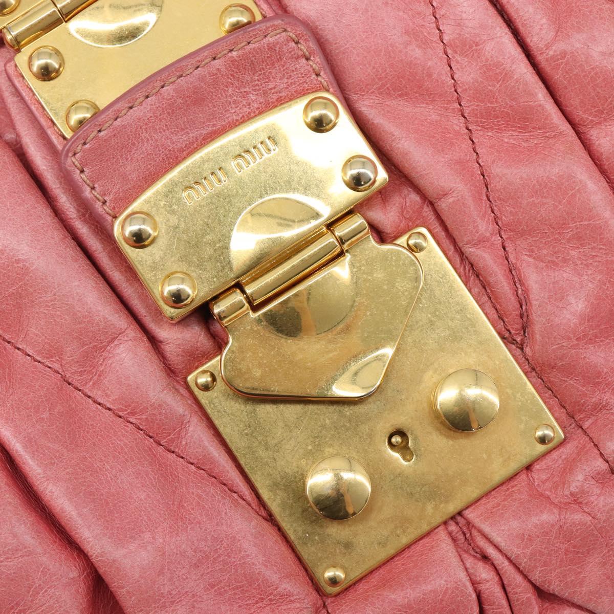 Miu Miu Matelasse Hand Bag Leather 2way Pink Gold Auth 167863A