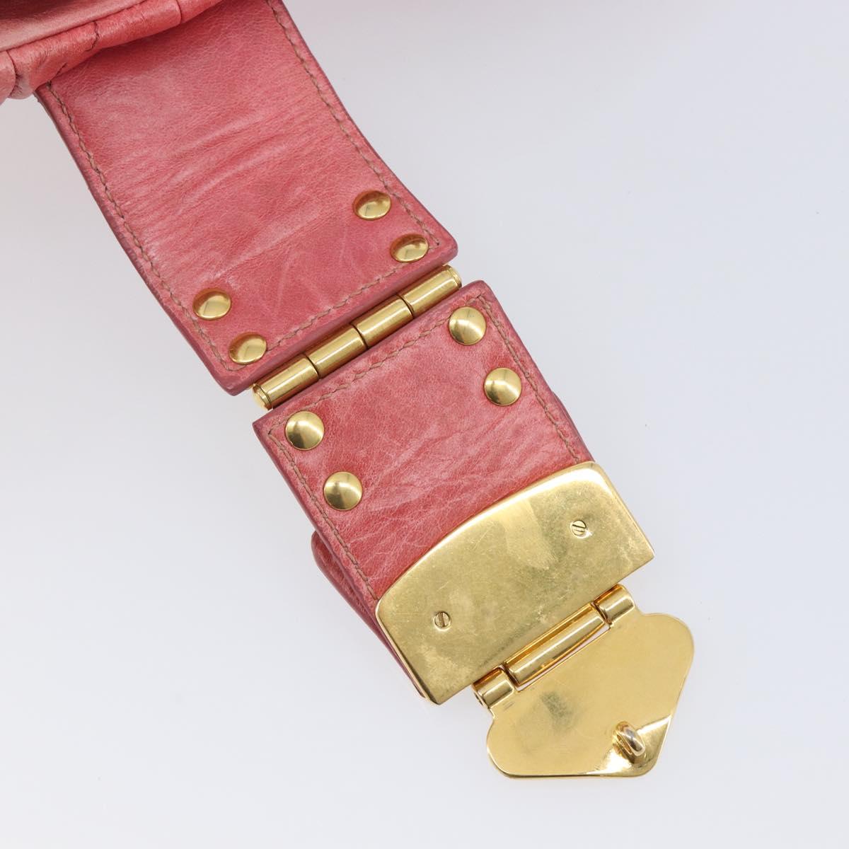 Miu Miu Matelasse Hand Bag Leather 2way Pink Gold Auth 167863A