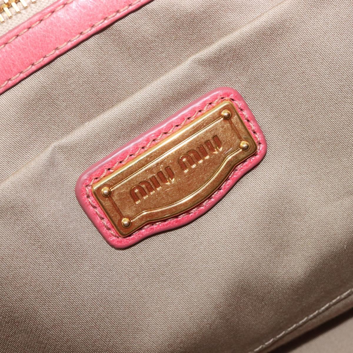 Miu Miu Matelasse Hand Bag Leather 2way Pink Gold Auth 167863A