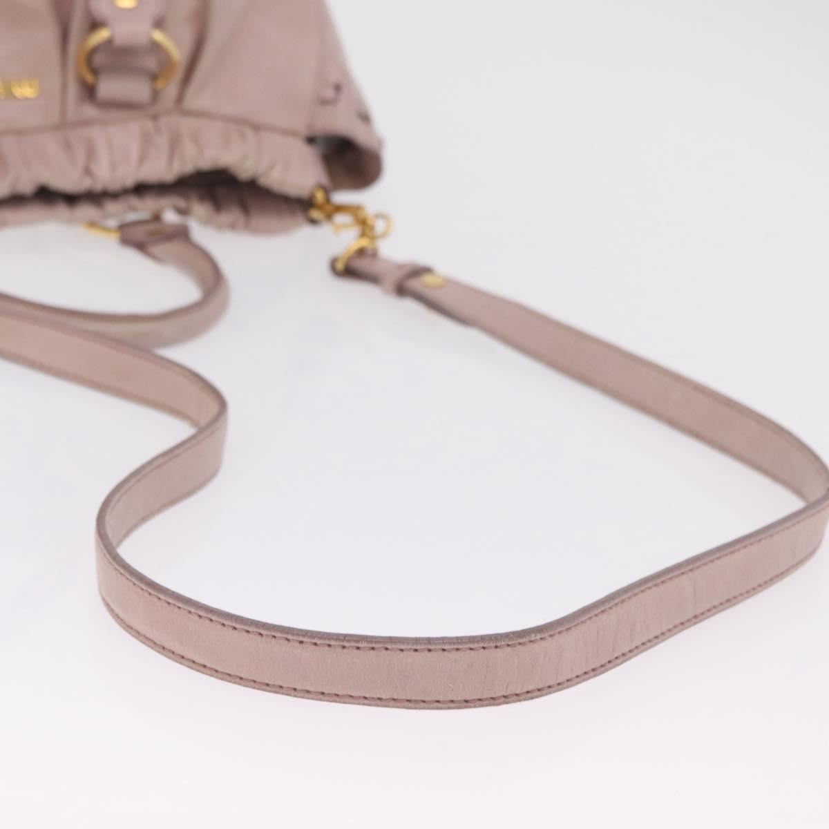 Miu Miu Hand Bag Leather 2way Pink Gold Auth 167865M