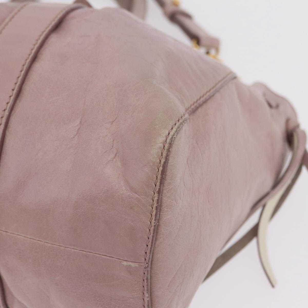 Miu Miu Hand Bag Leather 2way Pink Gold Auth 167865M