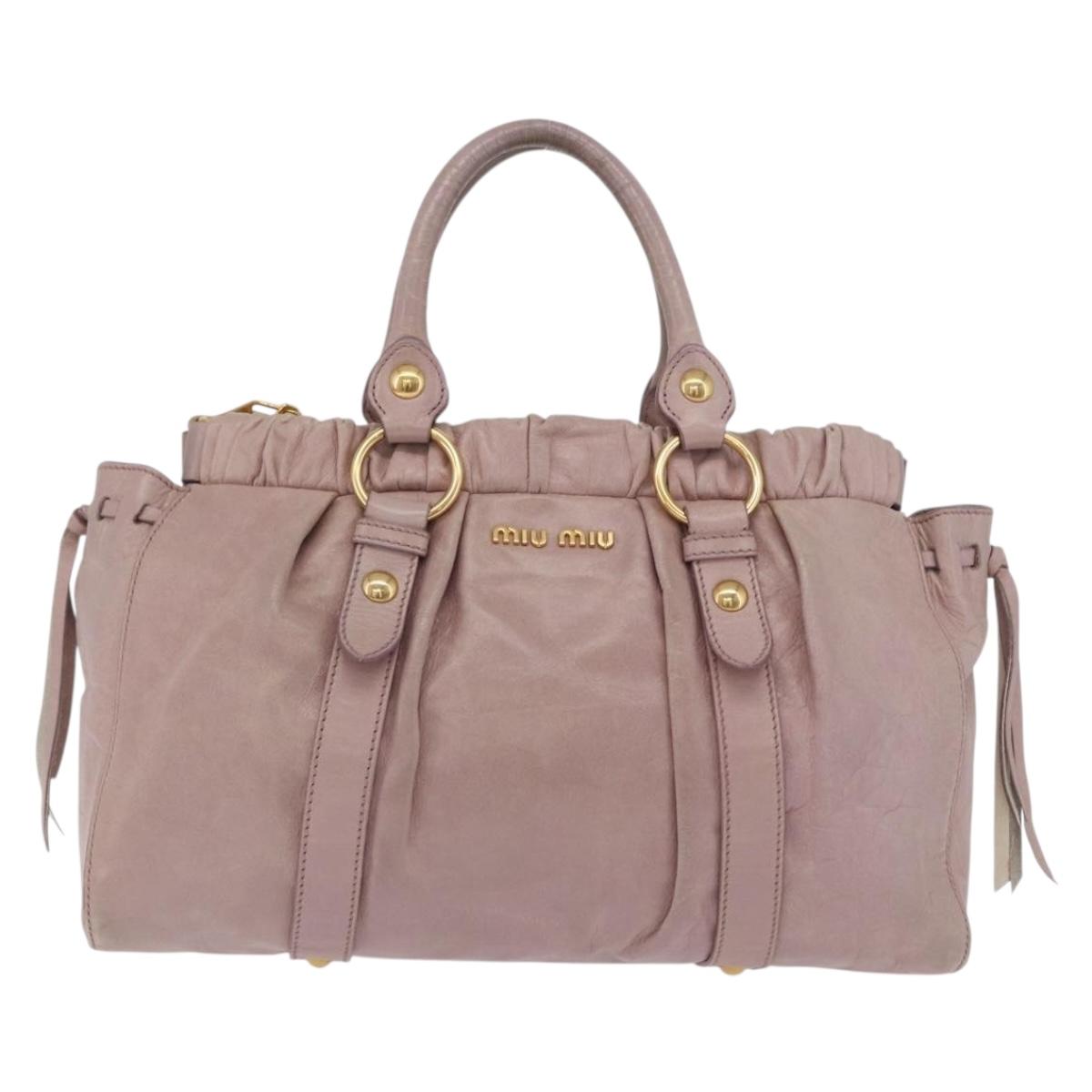 Miu Miu Hand Bag Leather 2way Pink Gold Auth 167865M