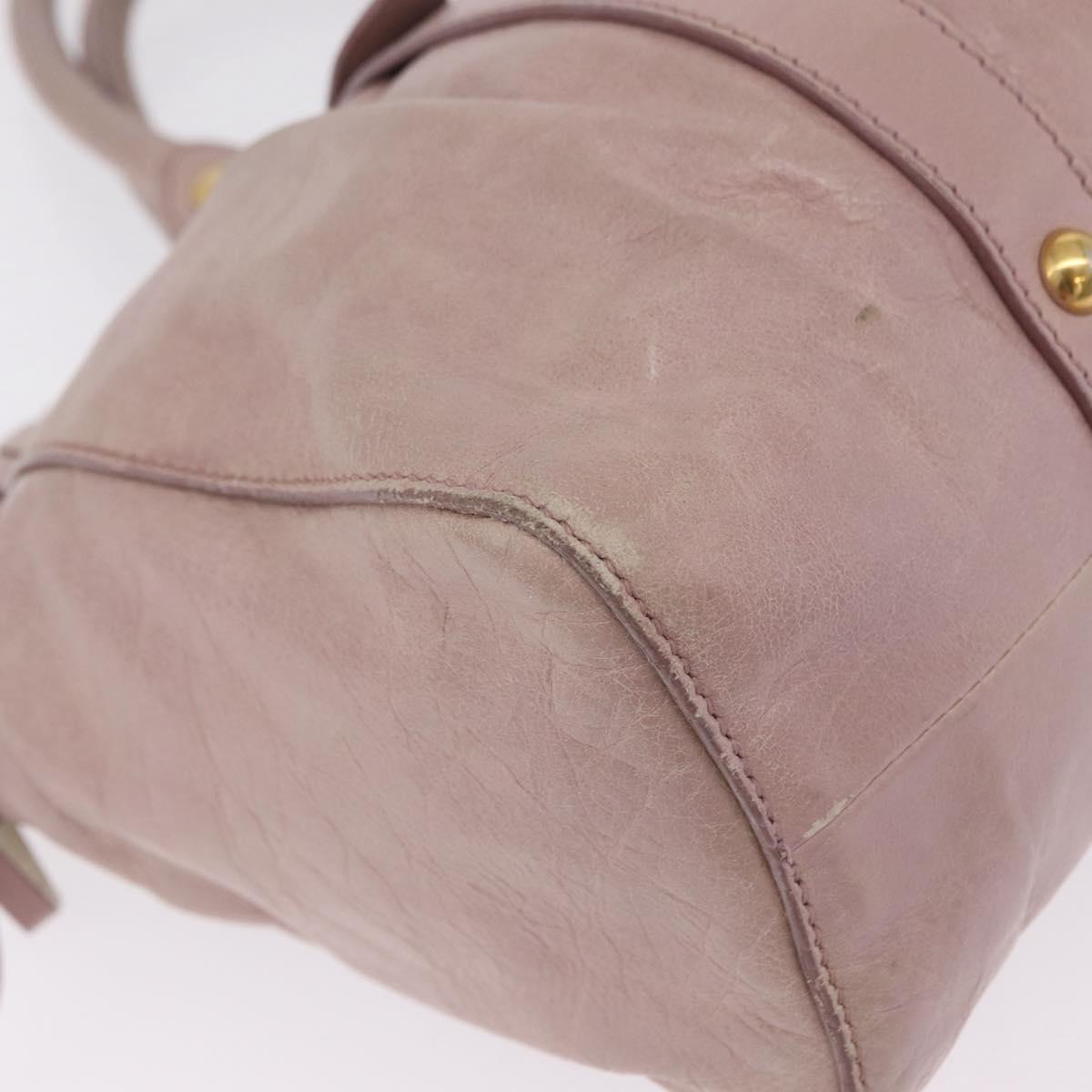 Miu Miu Hand Bag Leather 2way Pink Gold Auth 167865M