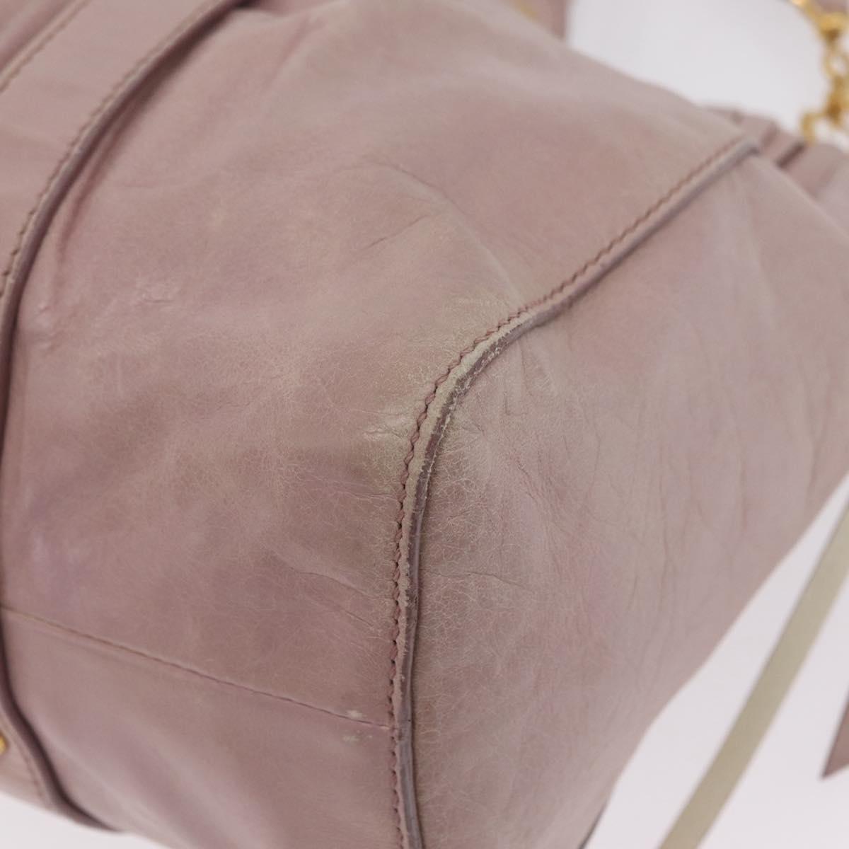 Miu Miu Hand Bag Leather 2way Pink Gold Auth 167865M