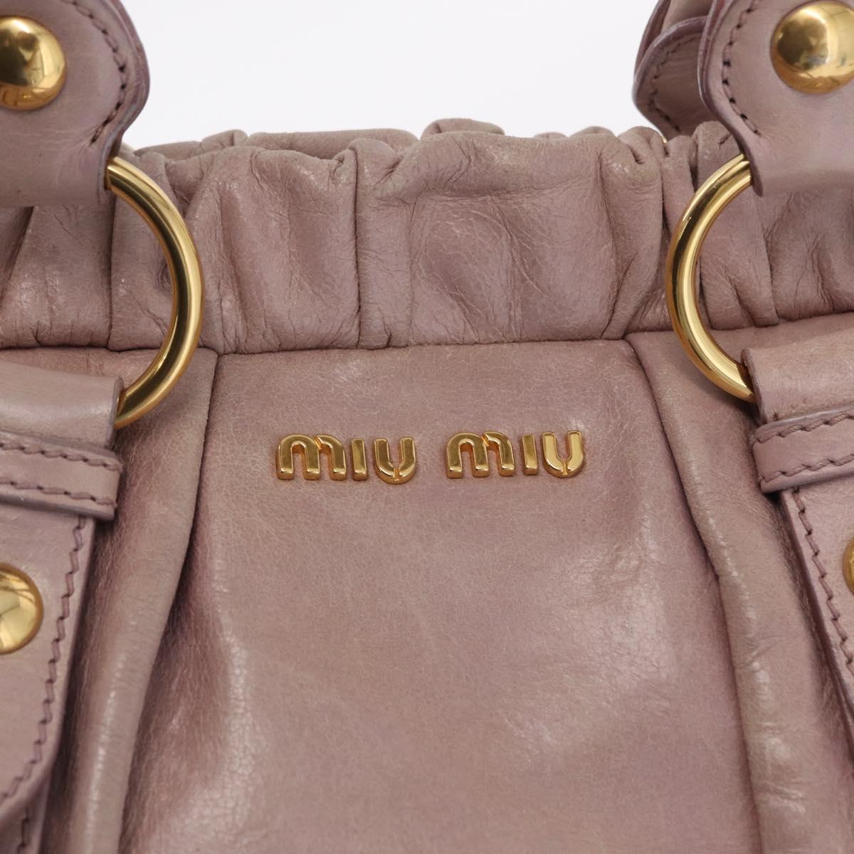 Miu Miu Hand Bag Leather 2way Pink Gold Auth 167865M