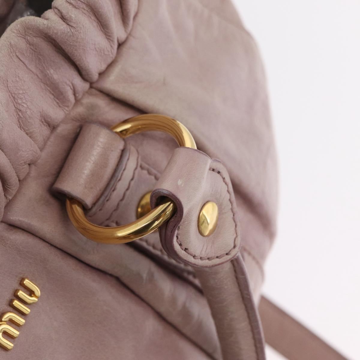 Miu Miu Hand Bag Leather 2way Pink Gold Auth 167865M