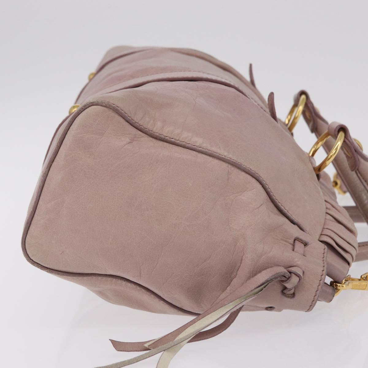 Miu Miu Hand Bag Leather 2way Pink Gold Auth 167865M