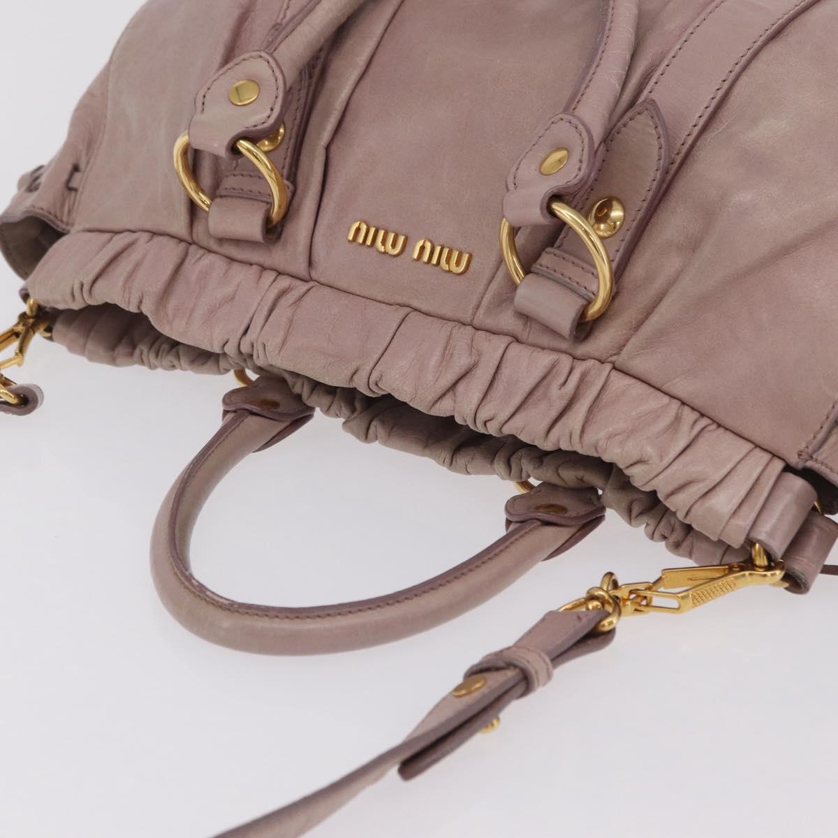 Miu Miu Hand Bag Leather 2way Pink Gold Auth 167865M