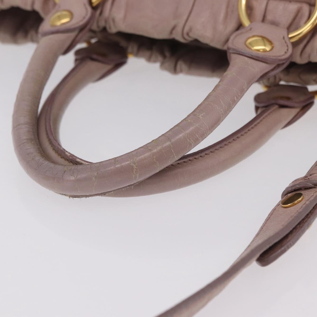 Miu Miu Hand Bag Leather 2way Pink Gold Auth 167865M