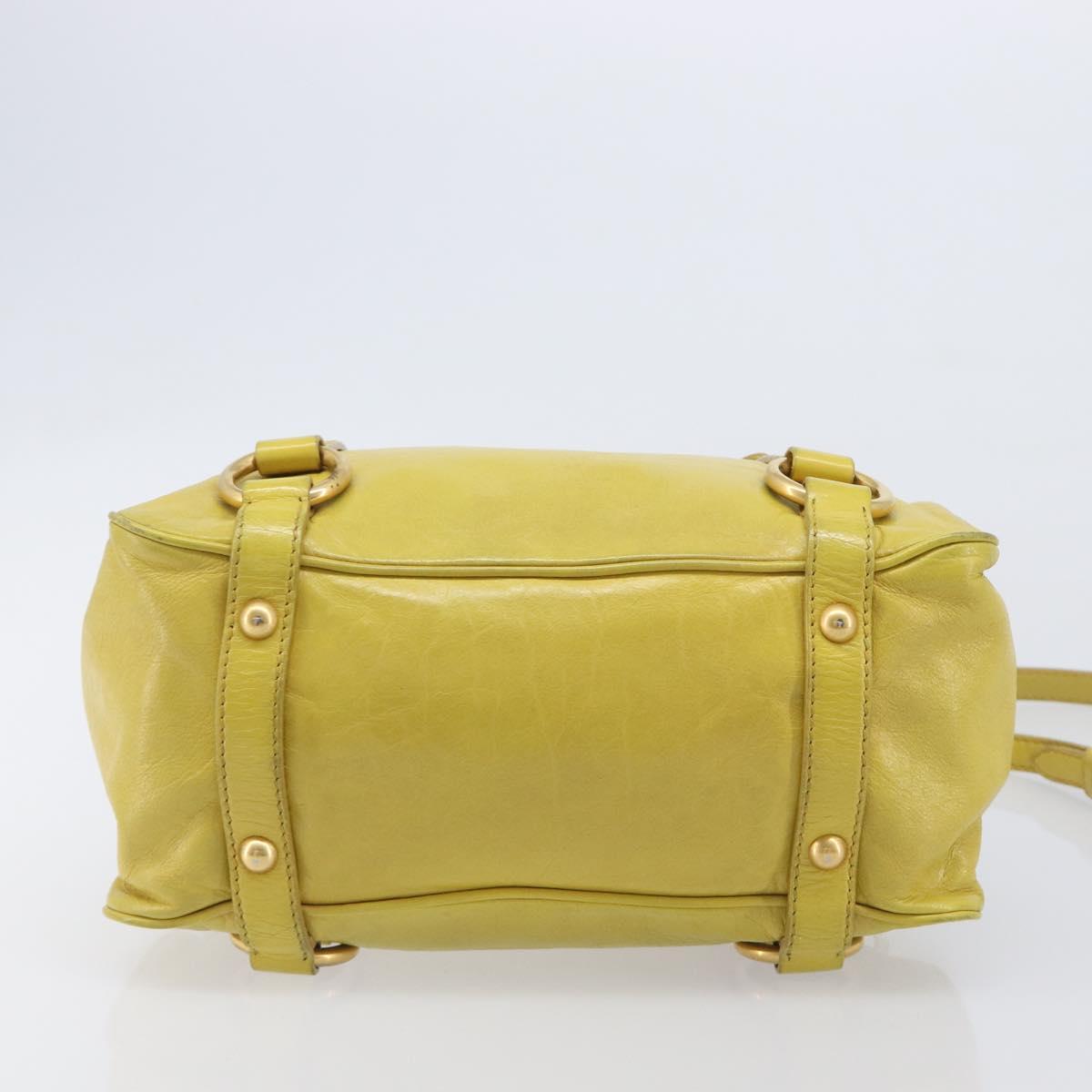 Miu Miu Hand Bag Leather 2way Yellow Gold Auth 167868V