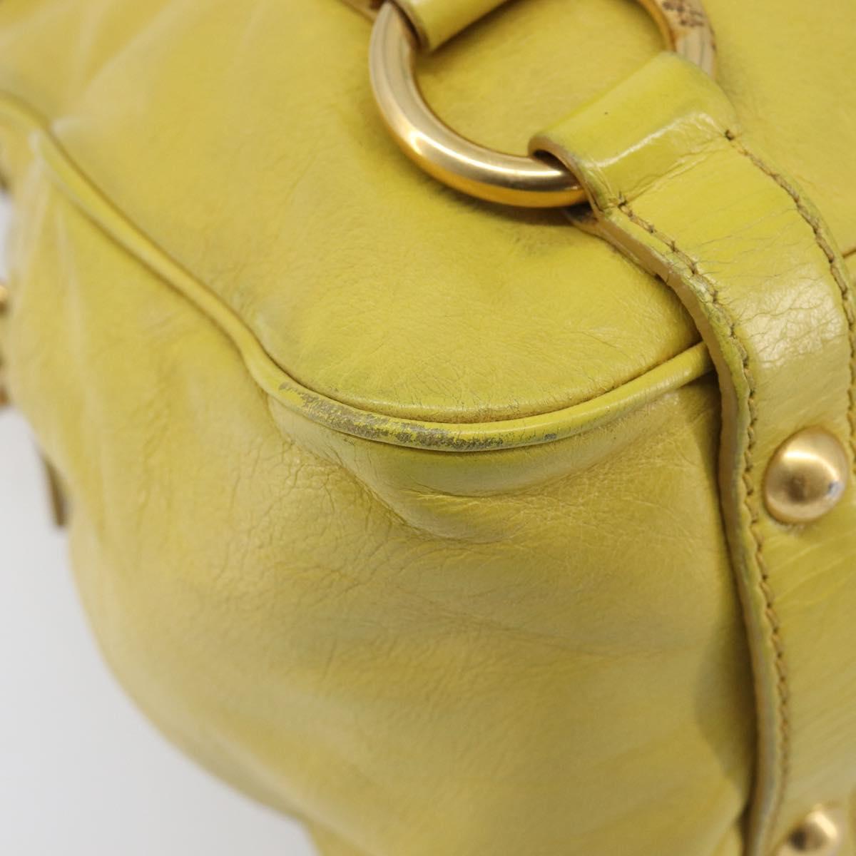 Miu Miu Hand Bag Leather 2way Yellow Gold Auth 167868V
